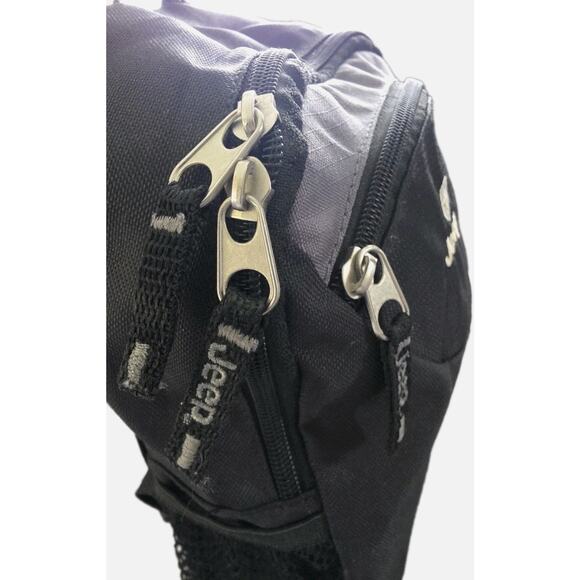 Jeep Mini Backpack In Black/Gray/White W/Logo, 2 Zip Compartments, 2 Mesh Sides - Picture 4 of 11